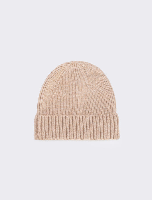 Cappello basic in maglia con risvolto - Beige