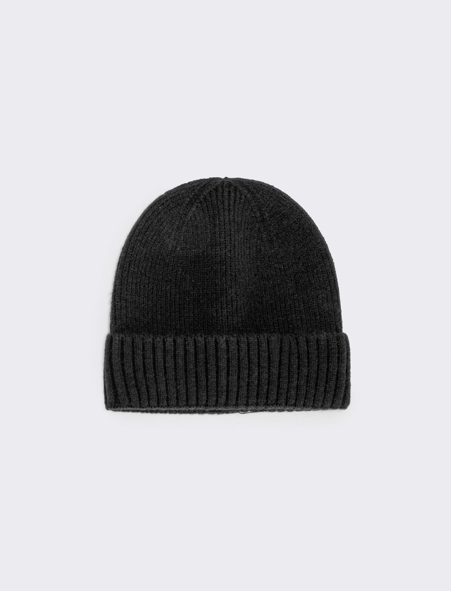Cappello basic in maglia con risvolto - Nero