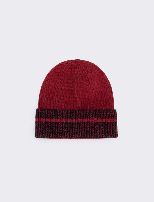 Cappello uomo con risvolto a contrasto - Rosso