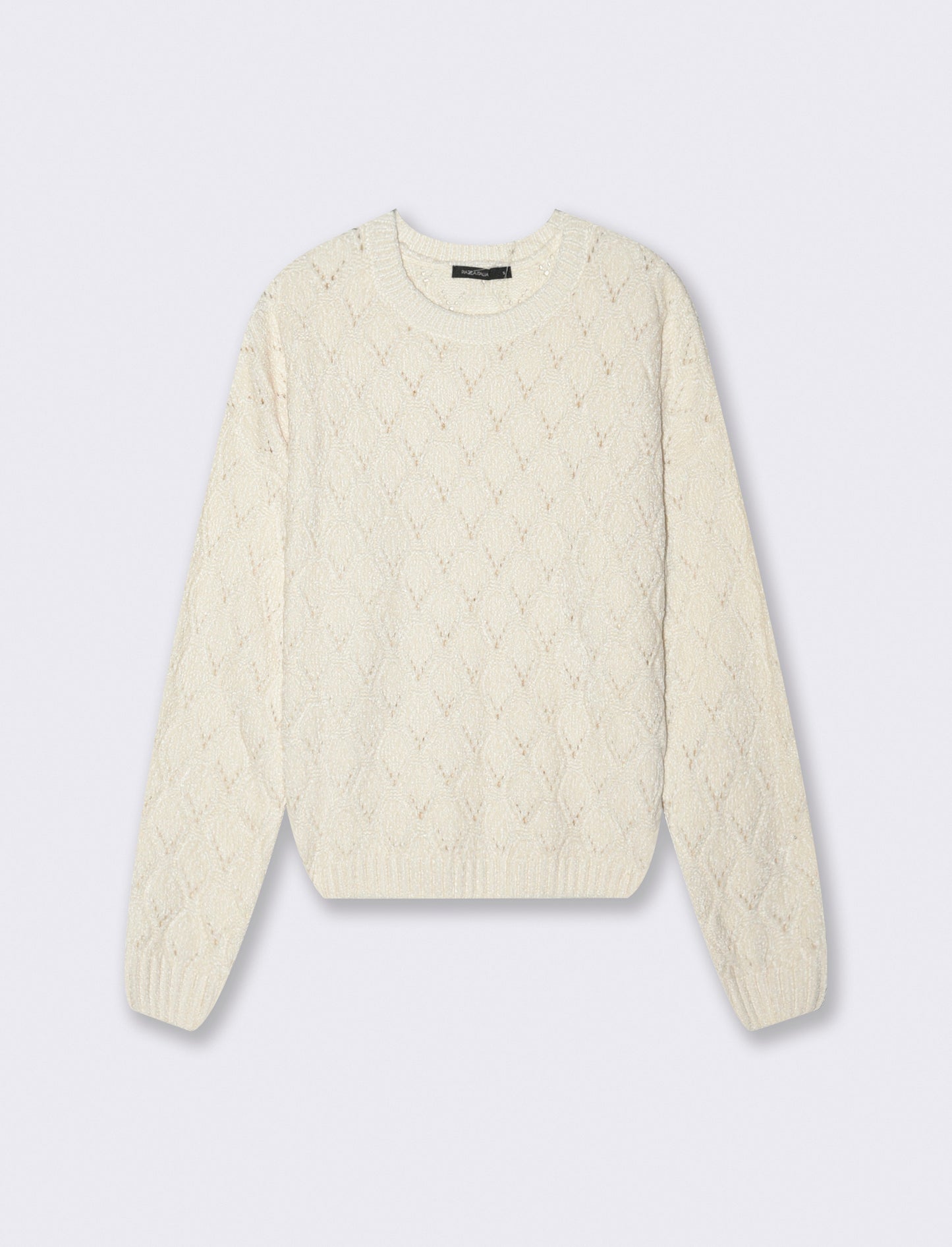 MAGLIA MANICA LUNGA CON INTARSI - Avorio