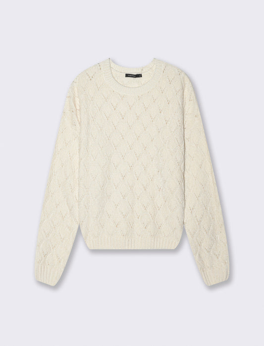MAGLIA MANICA LUNGA CON INTARSI - Avorio