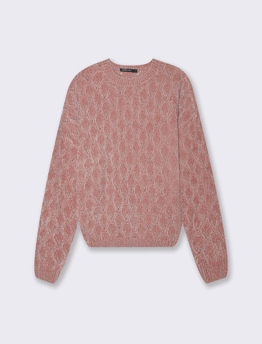MAGLIA MANICA LUNGA CON INTARSI - Rosa antico