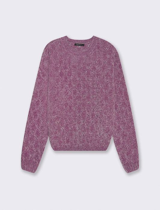 MAGLIA MANICA LUNGA CON INTARSI - Viola malva