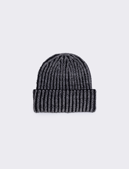 Cappello grande a treccia bicolore - Grigio