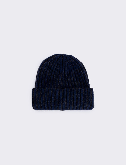 Cappello grande a treccia bicolore - Blu