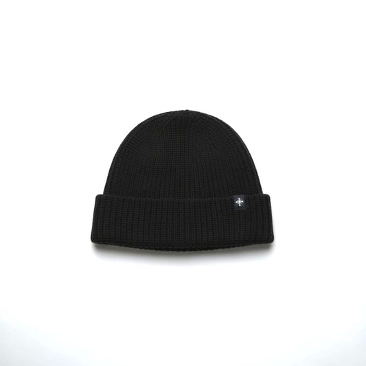 Cappello a costine con risvolto elegante - Nero