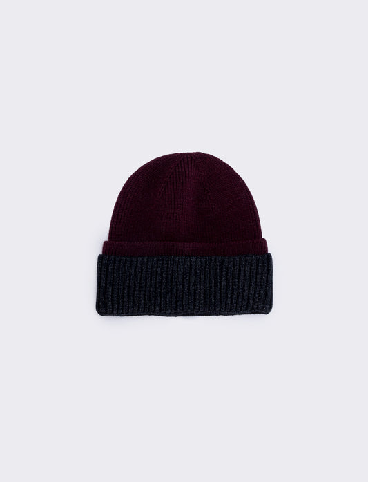 Cappello doppio risvolto per uomo - Bordeaux