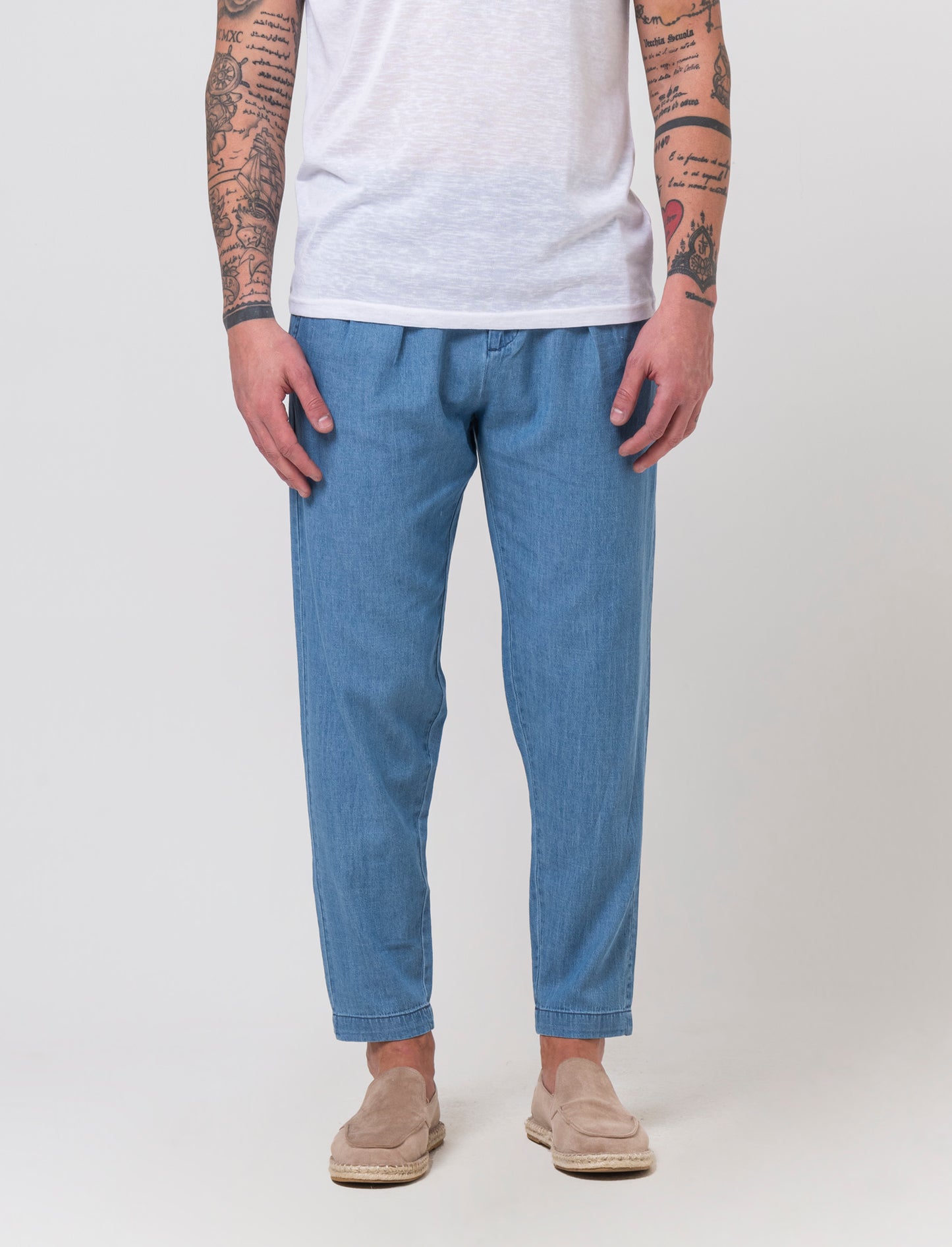 Pantalone chino in denim leggero da uomo - Denim chiaro