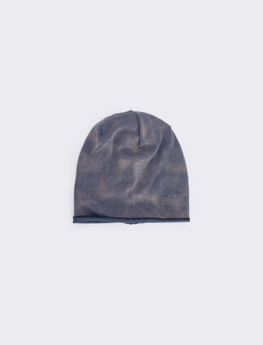 Cuffia uomo melange con strappi verticali - Blu