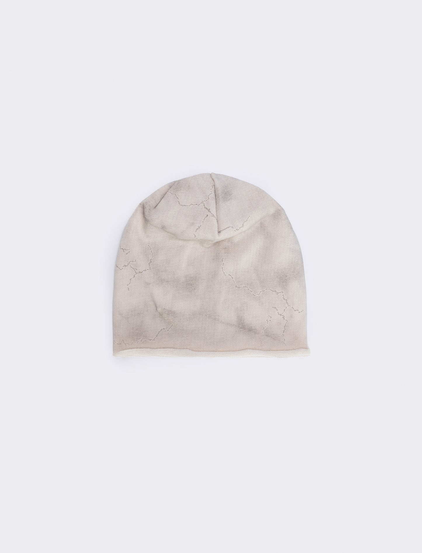 Men's melange beanie with vertical rips - White