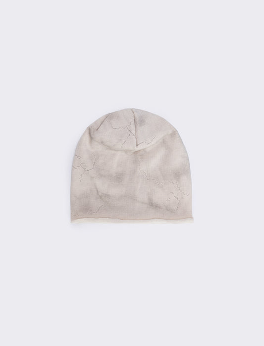 Cuffia uomo melange con strappi verticali - Bianco sporco