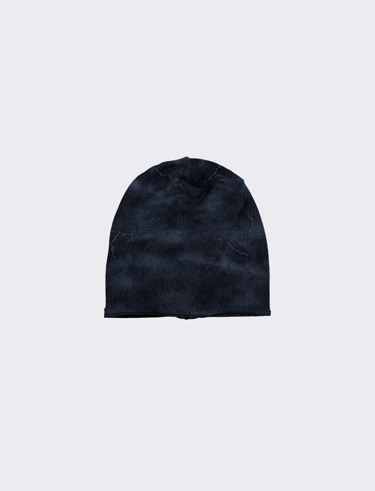 Cuffia uomo melange con strappi verticali - Nero