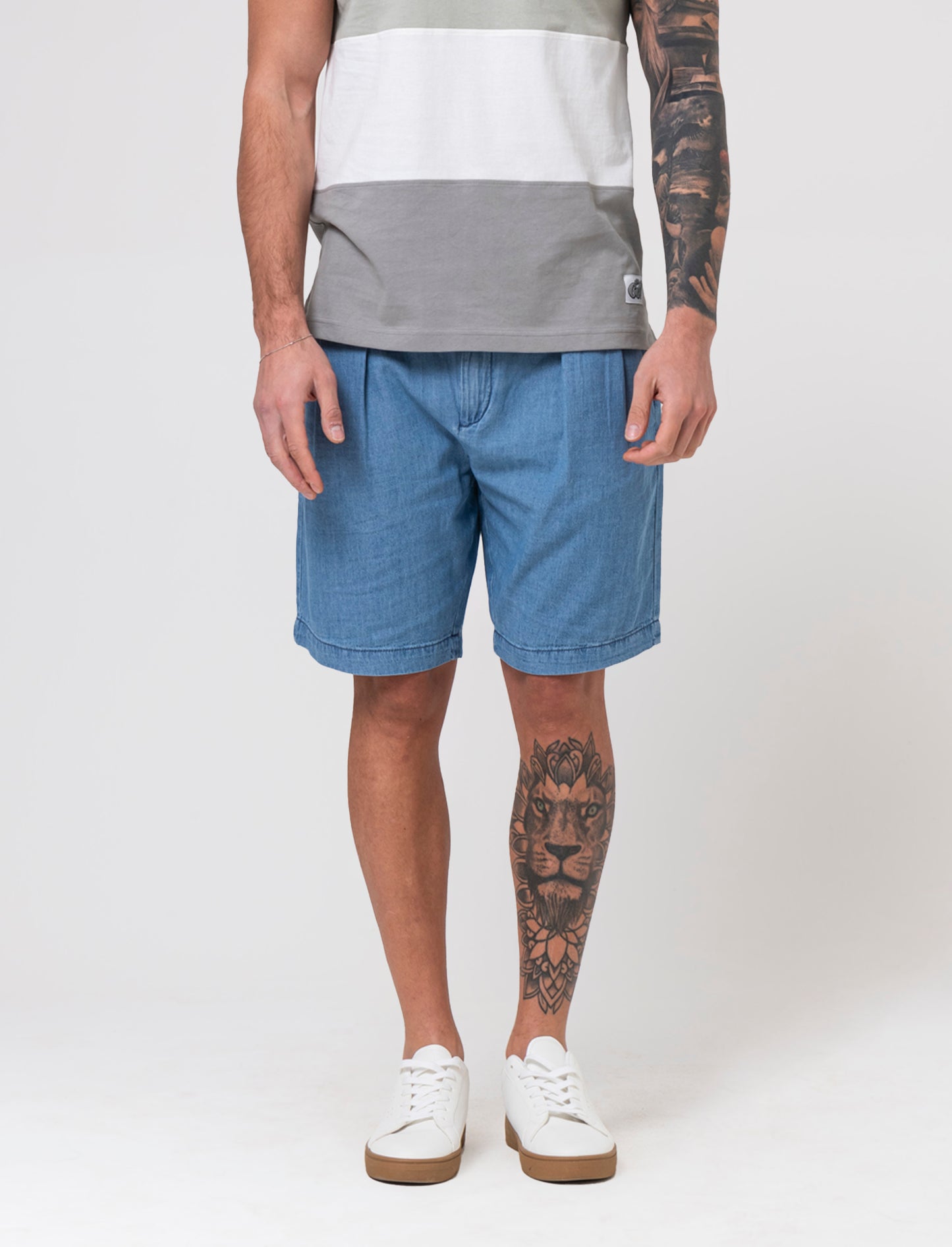 Bermuda chino in denim leggero da uomo - Denim chiaro