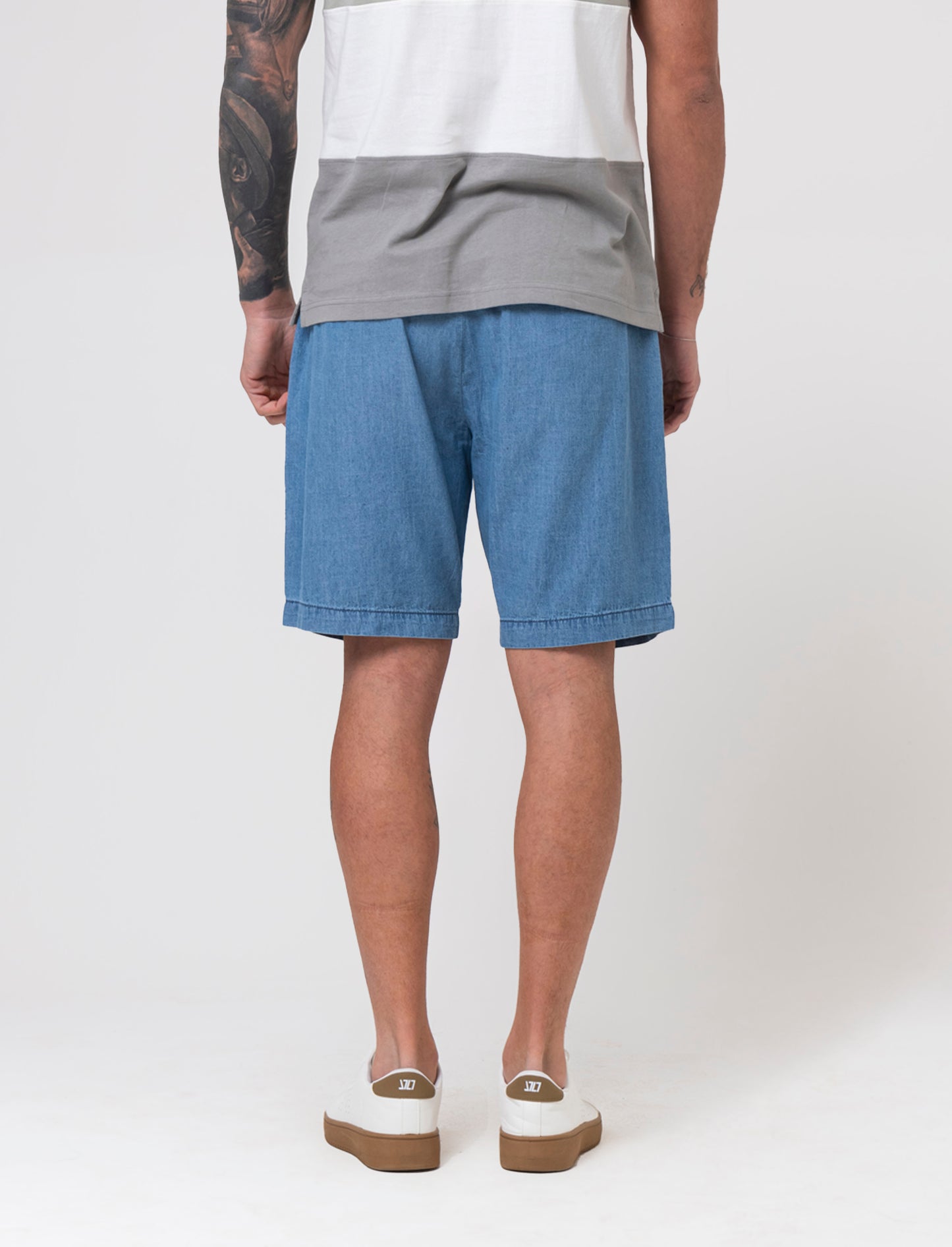 Bermuda chino in denim leggero da uomo - Denim chiaro
