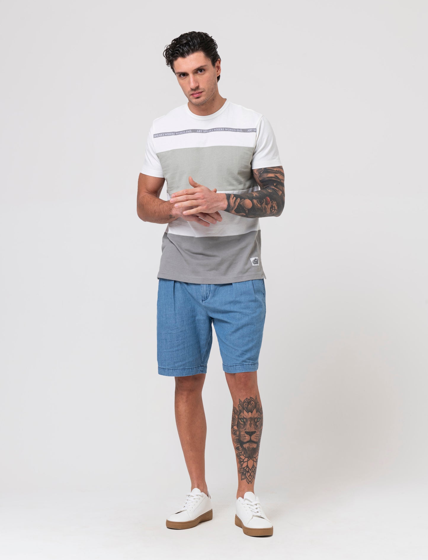 Bermuda chino in denim leggero da uomo - Denim chiaro