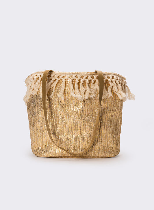 Shopper etnica donna con frange - Oro