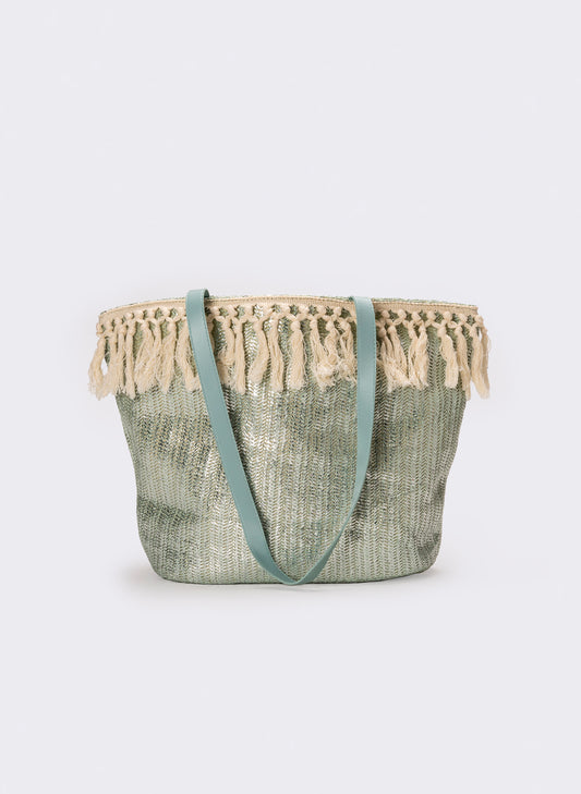 Shopper etnica donna con frange - Celeste