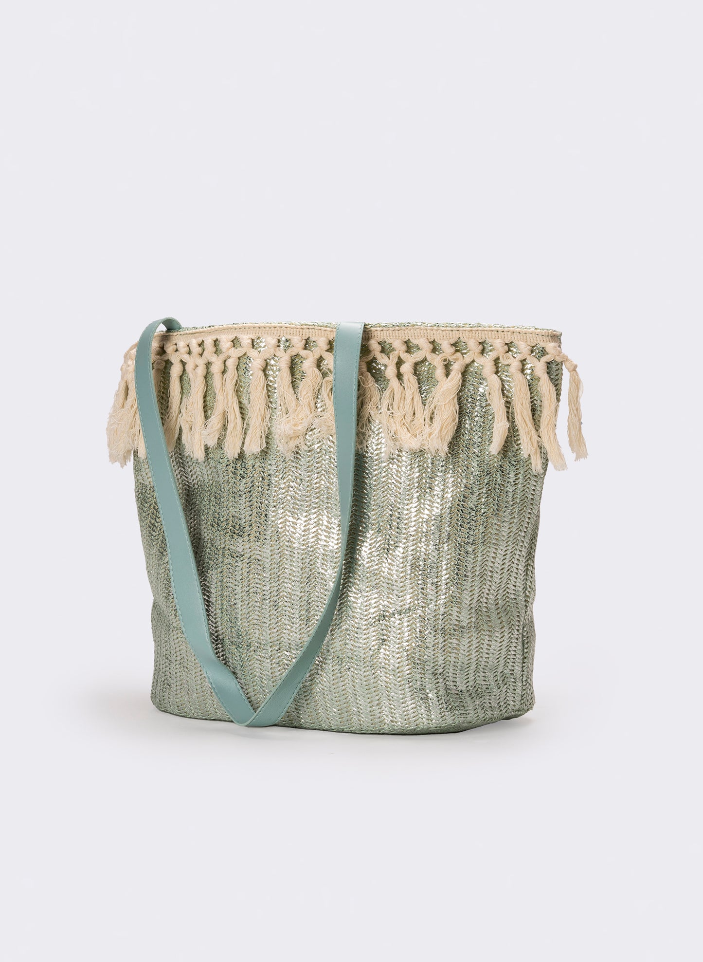 Shopper etnica donna con frange - Celeste