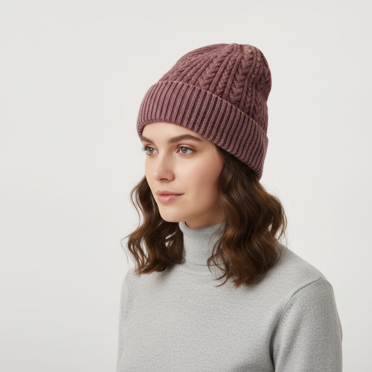 Delave hat with braid and ribbed cuff - Red