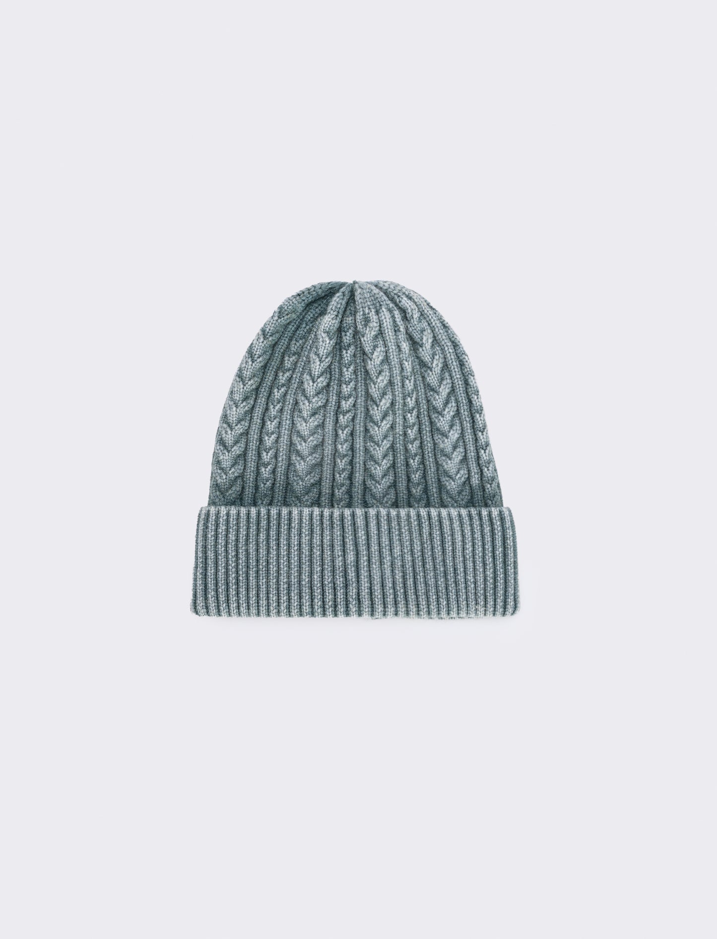 Cappello delavè treccia risvolto costine - Grigio