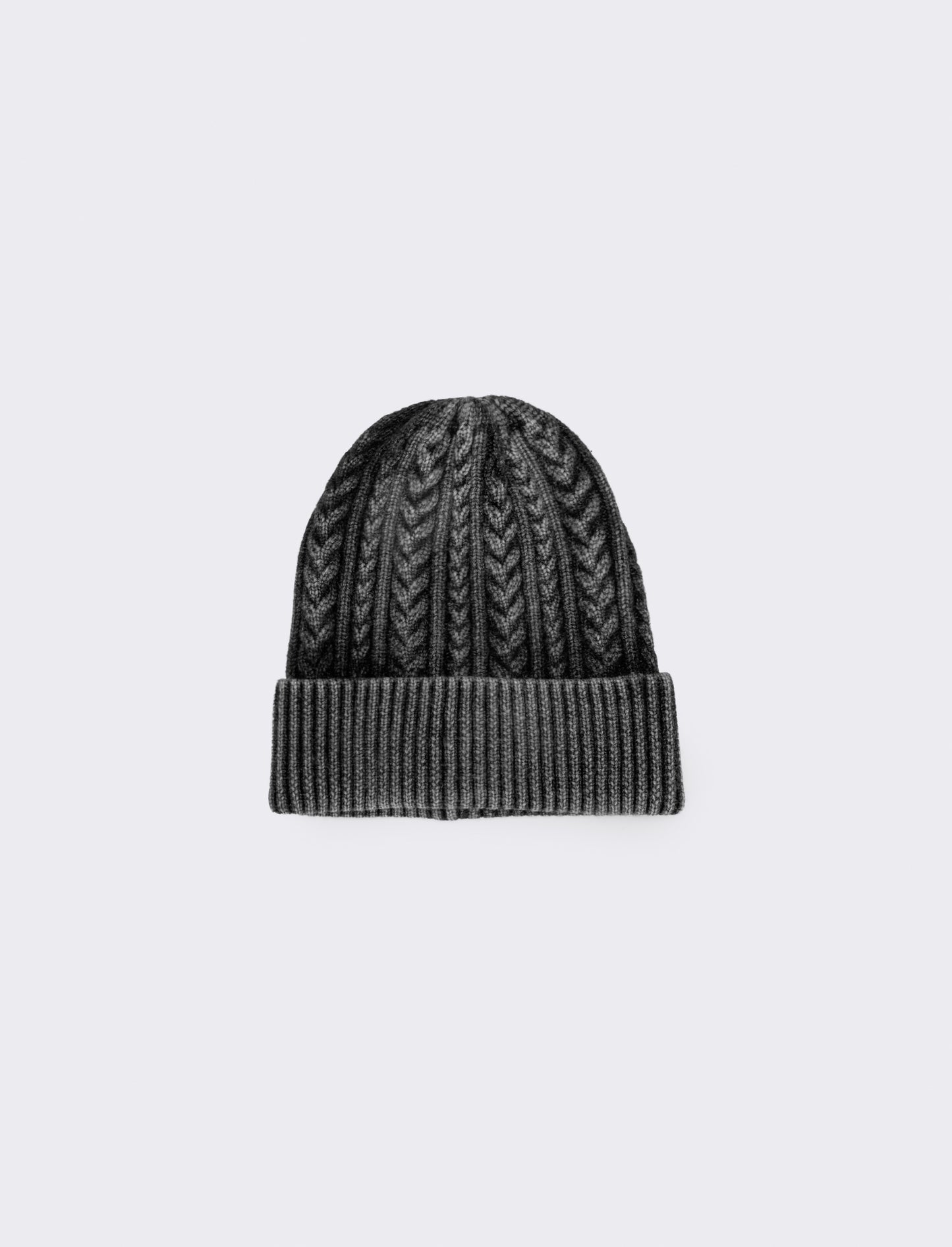 Cappello delavè treccia risvolto costine - Nero