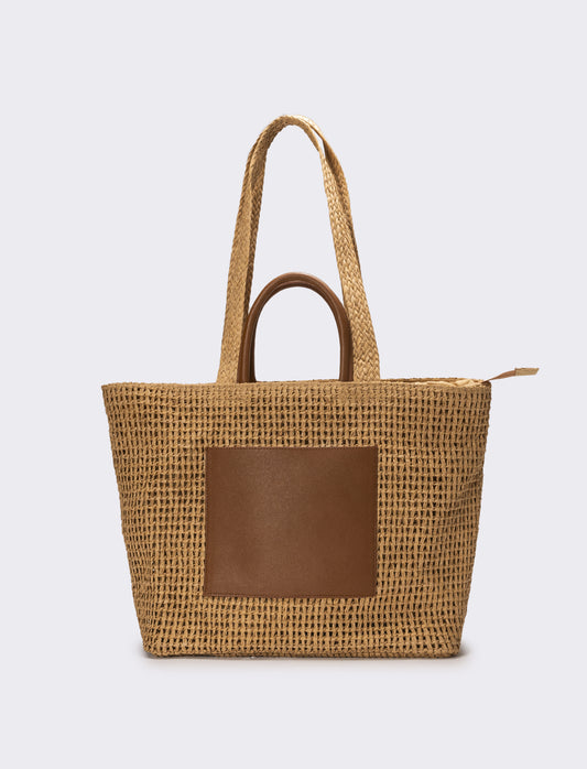 Shopper donna in carta con tasca - Marrone