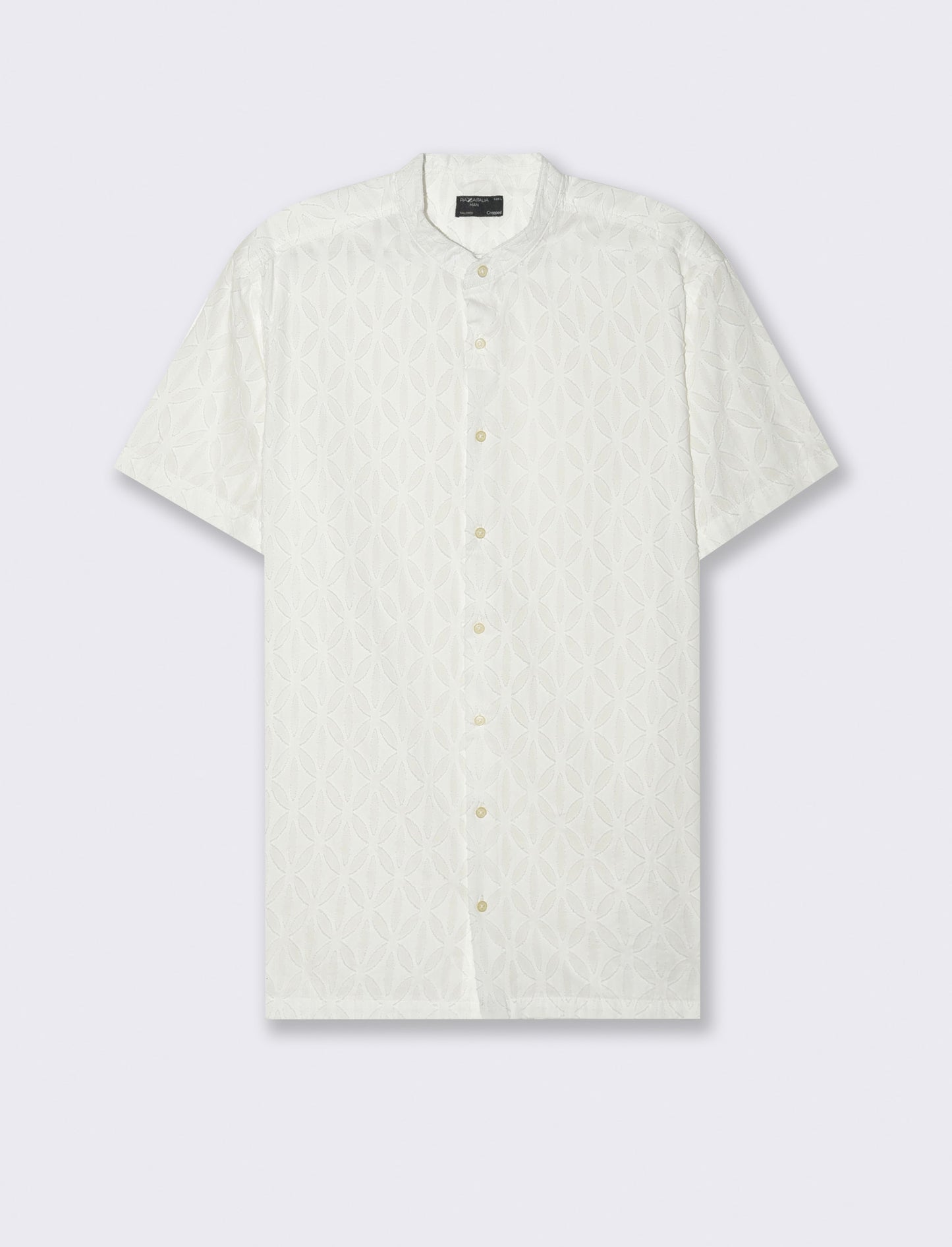 Camicia coreana fantasia jacquard da uomo - Bianco