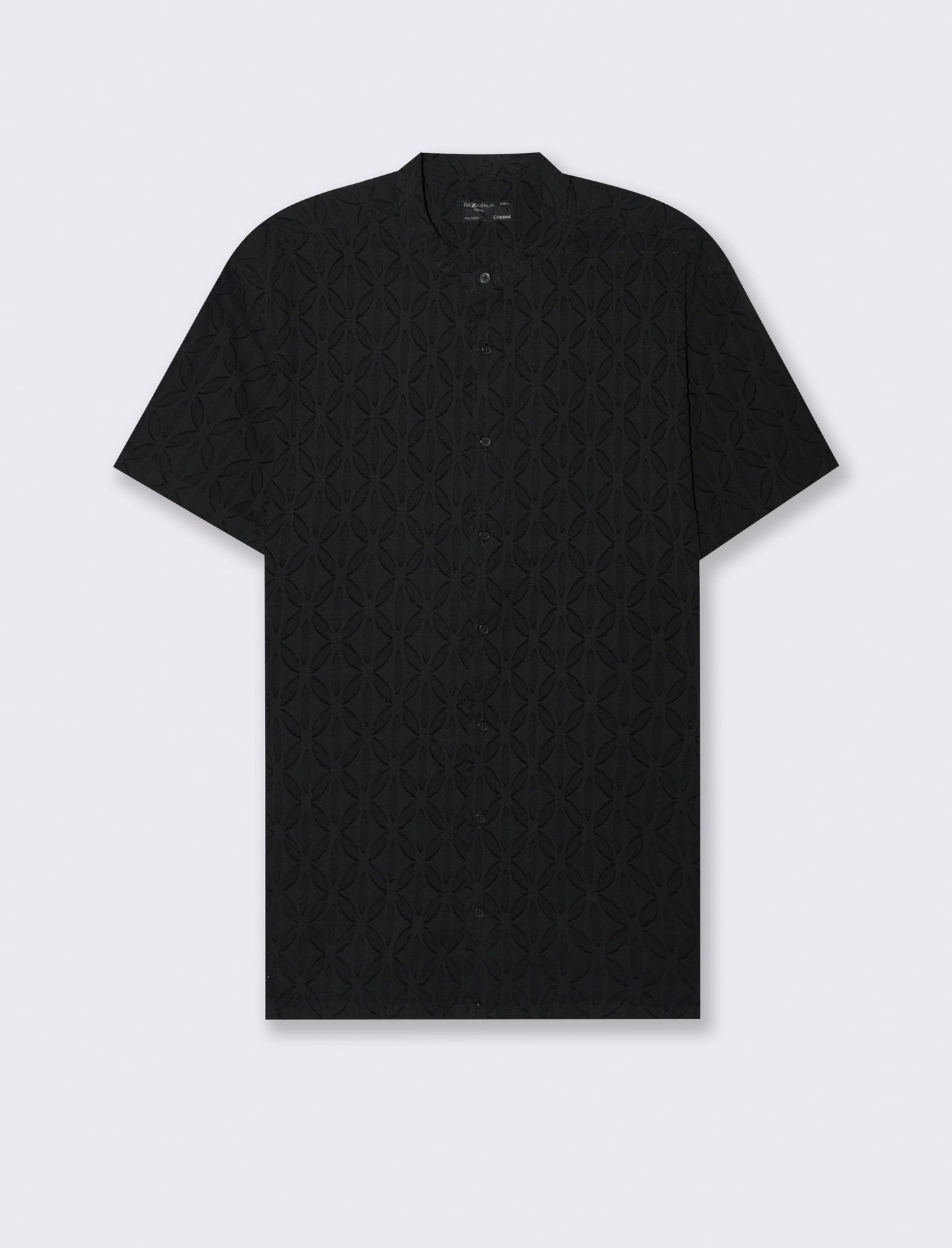 Camicia coreana fantasia jacquard da uomo - Nero