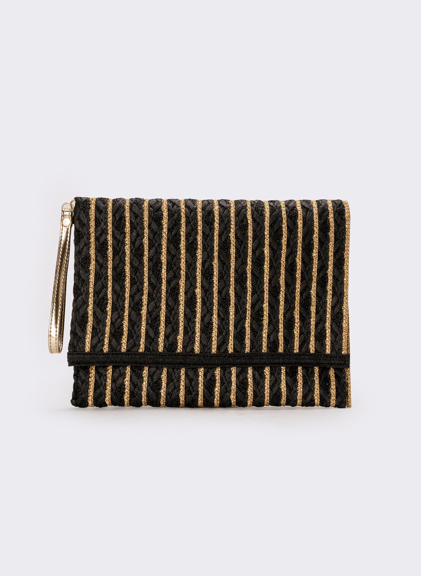 Pochette donna in carta con maniglia e tracolla - Nero