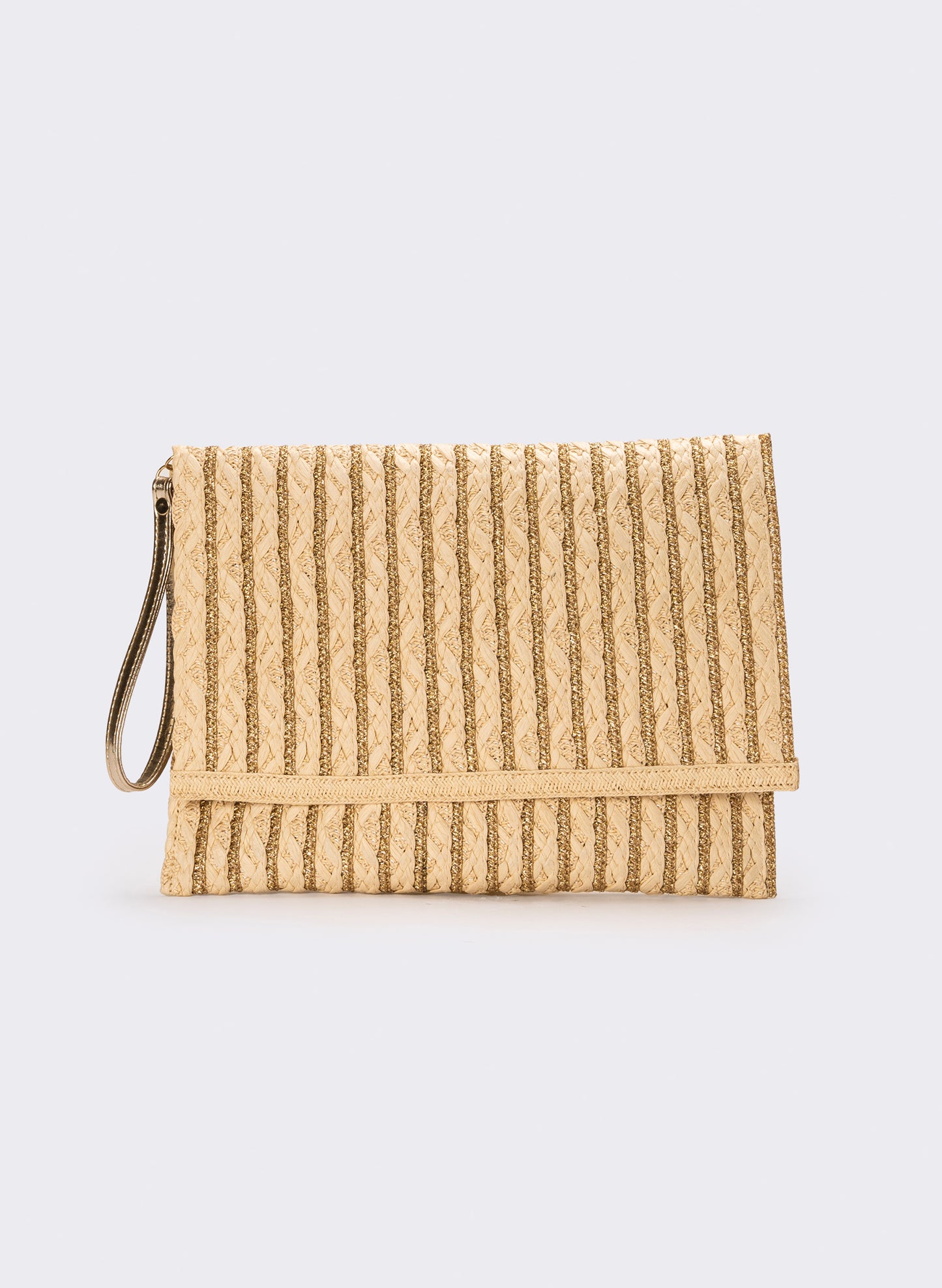 Pochette donna in carta con maniglia e tracolla - Bianco natural