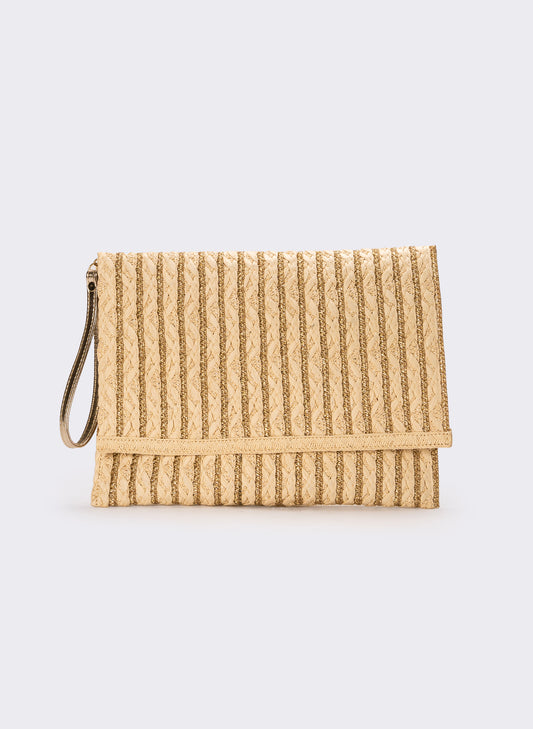 Pochette donna in carta con maniglia e tracolla - Bianco natural