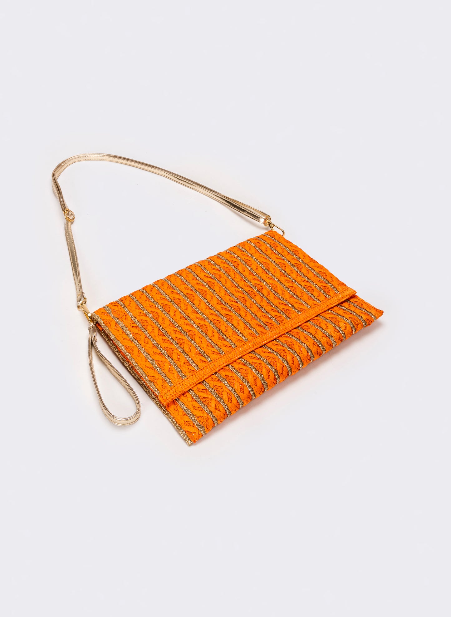 Pochette donna in carta con maniglia e tracolla - Arancio