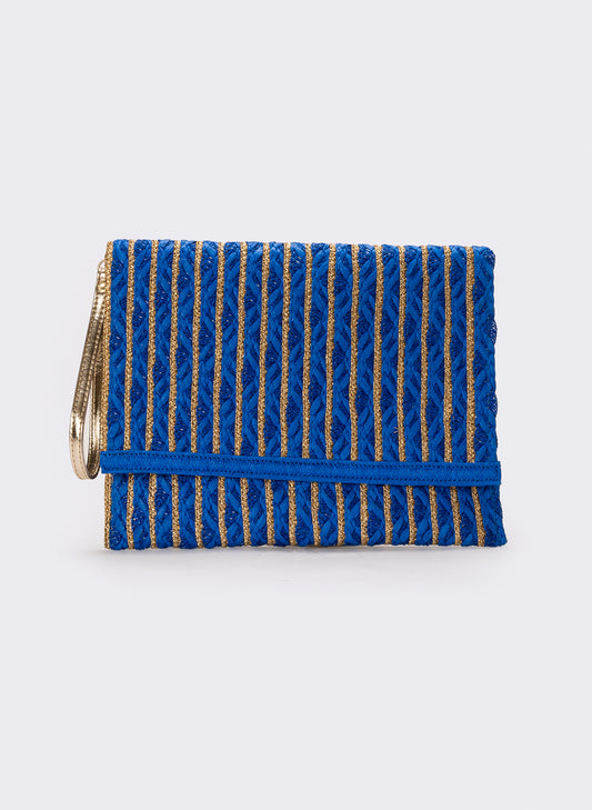 Pochette donna in carta con maniglia e tracolla - Blu