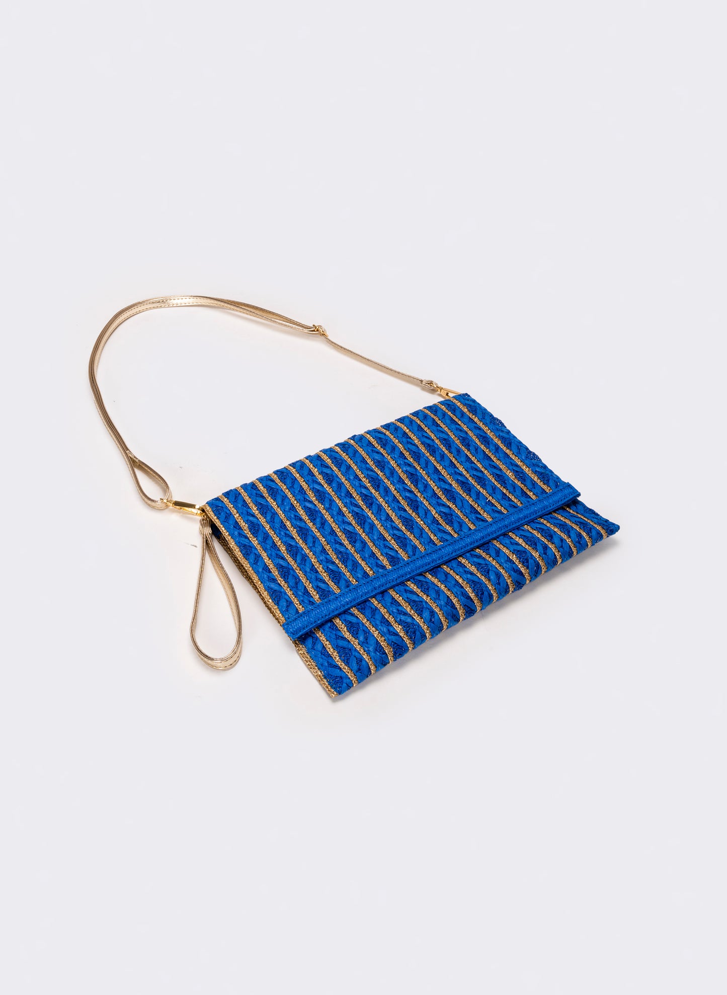 Pochette donna in carta con maniglia e tracolla - Blu