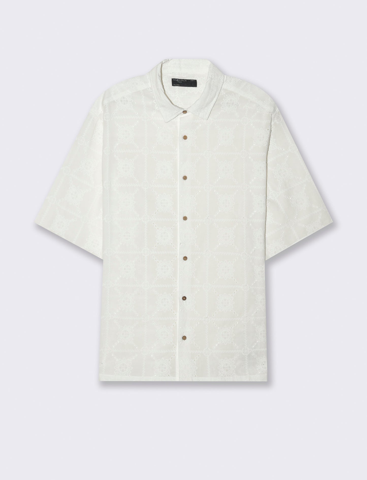 Camicia fantasia ricamata da uomo - Bianco