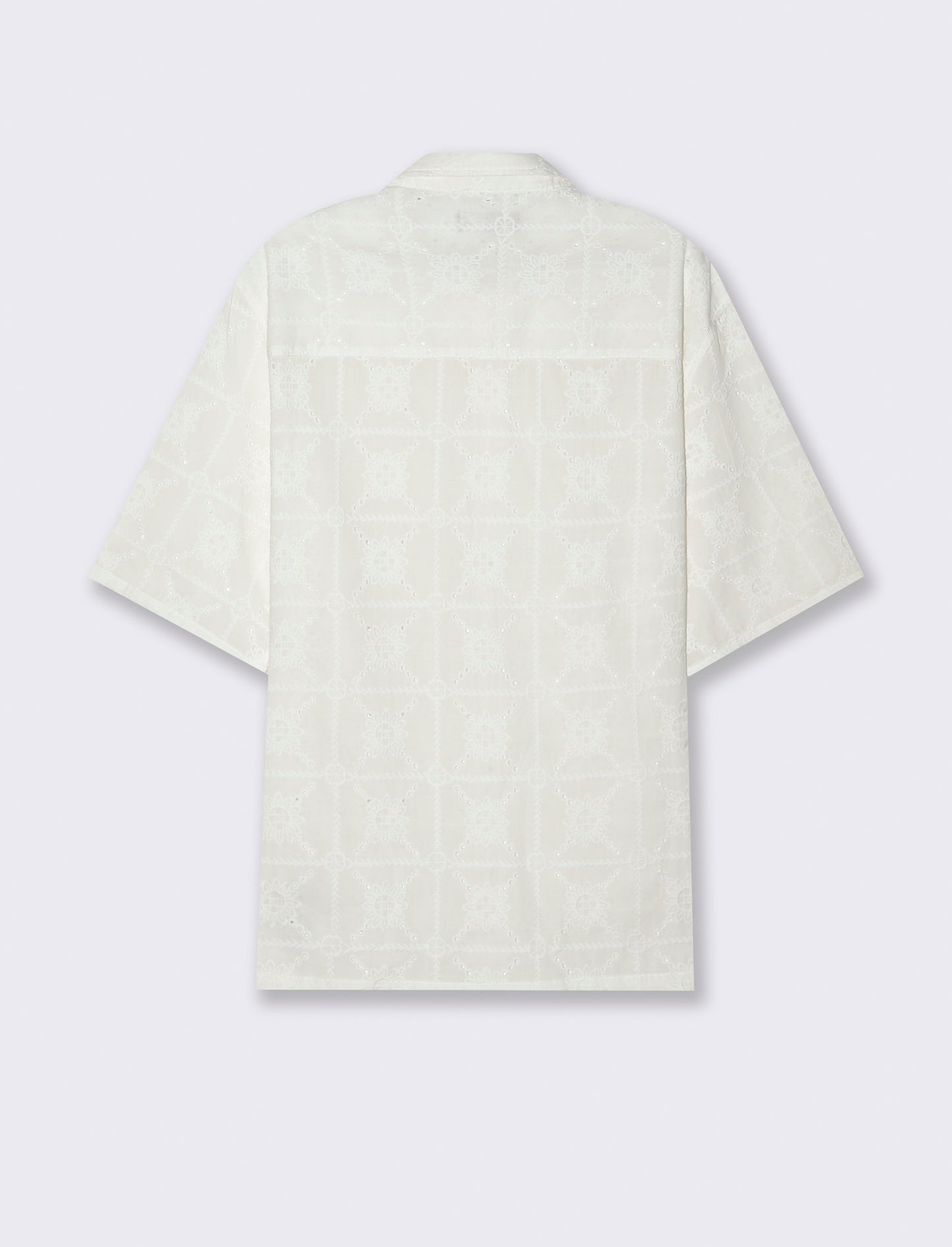 Camicia fantasia ricamata da uomo - Bianco