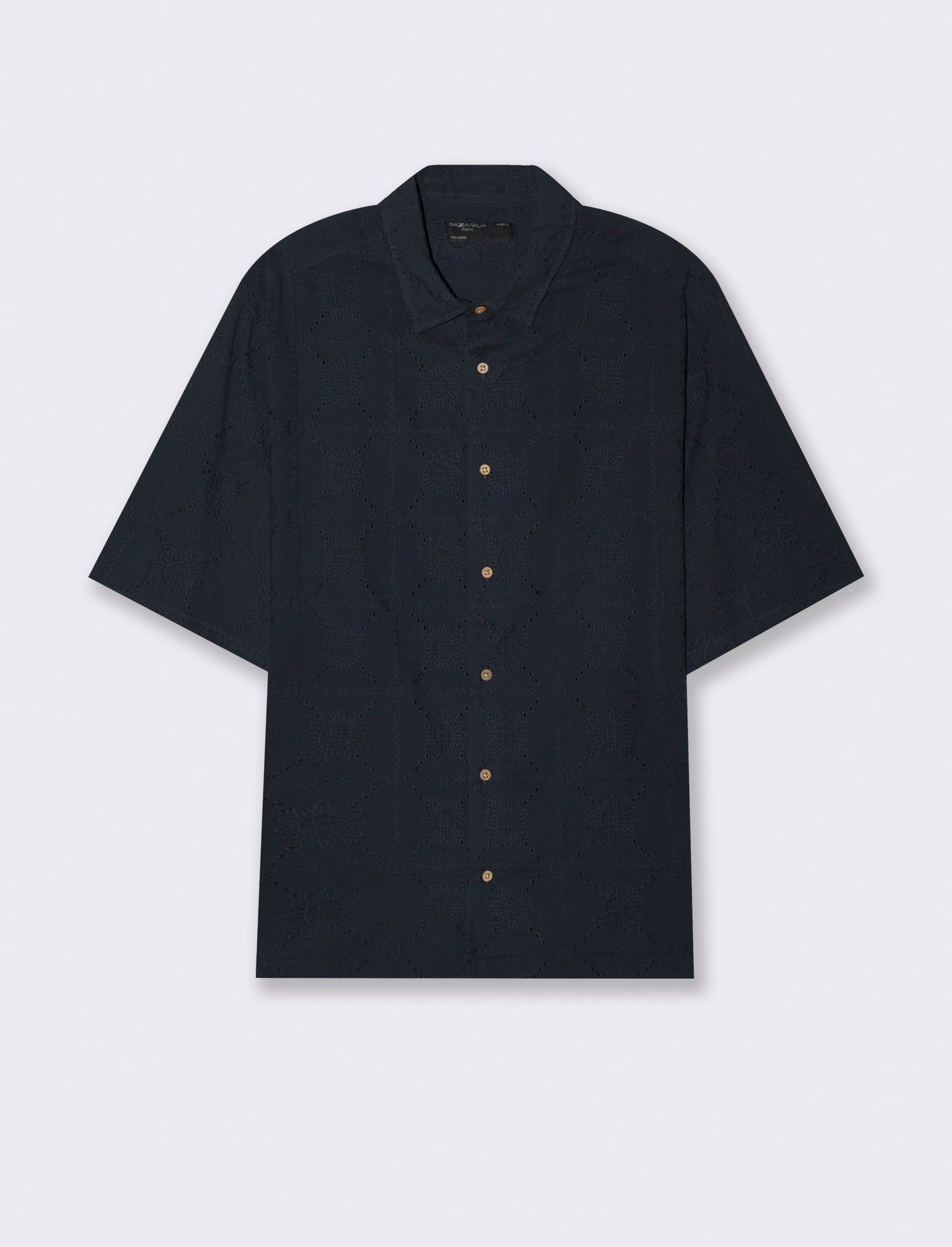 Camicia fantasia ricamata da uomo - Blu