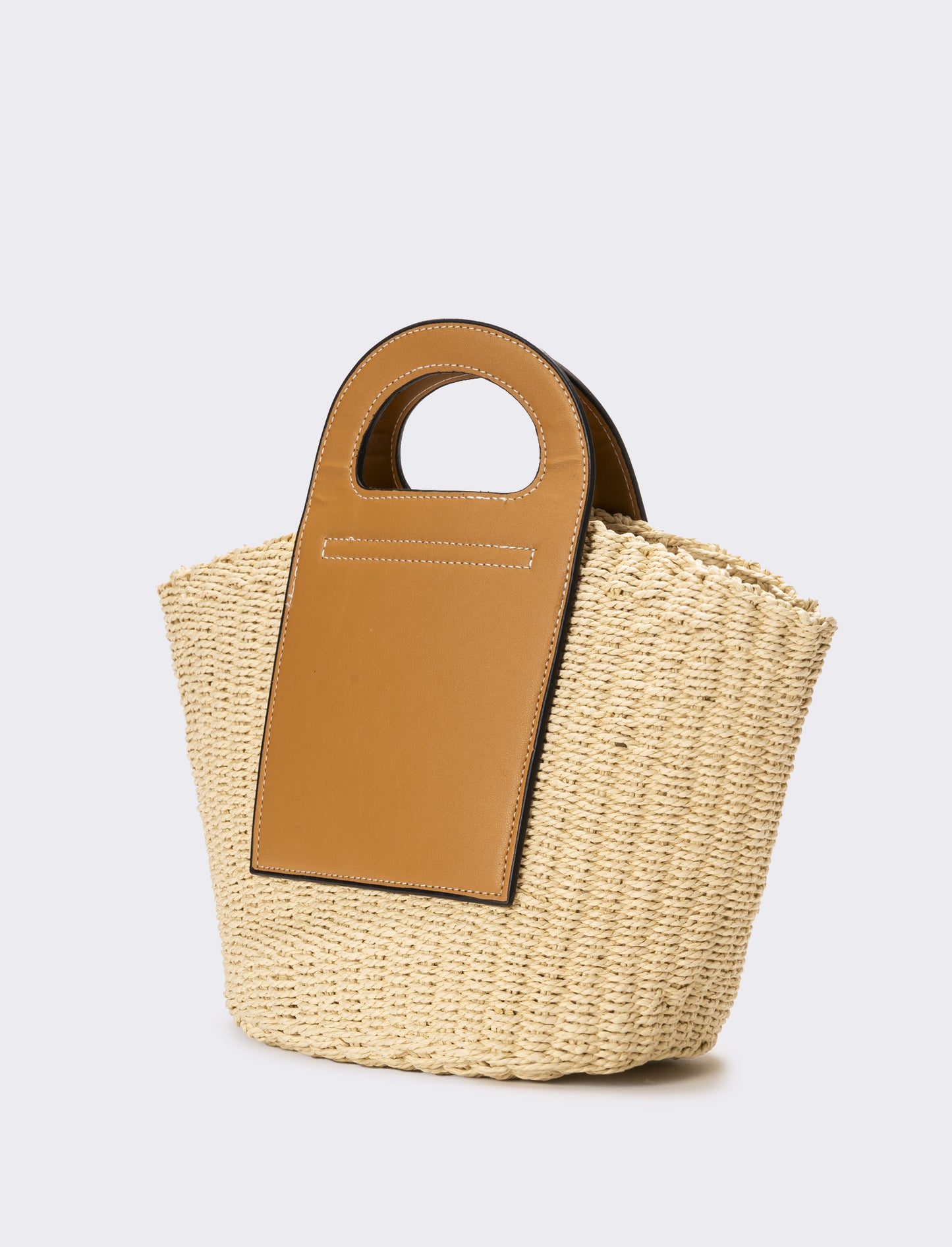 Borsa donna cesto con manici a maniglia - Bianco natural