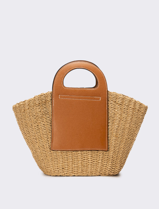 Borsa donna cesto con manici a maniglia - Marrone