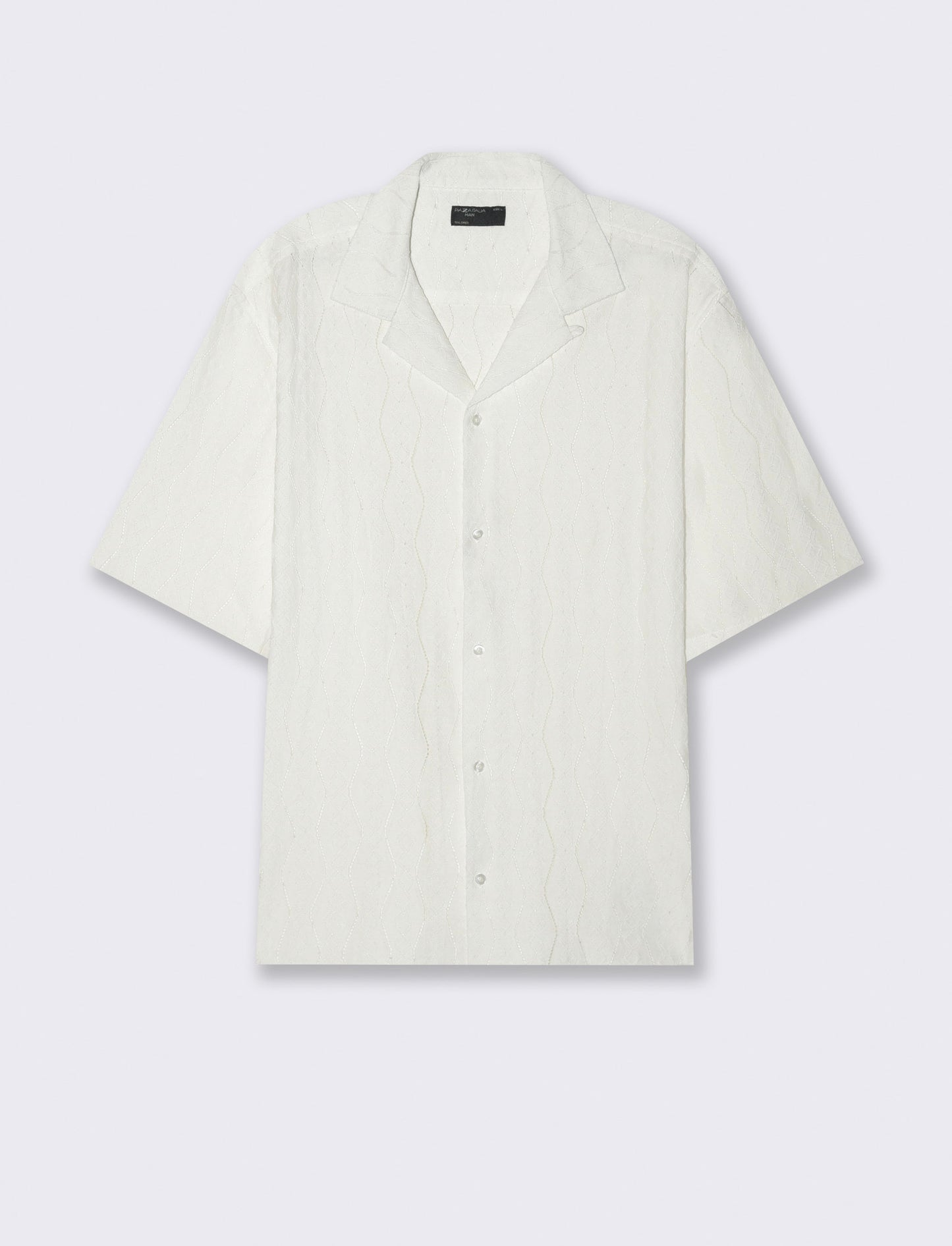 Camicia in tessuto a fantasia jacquard da uomo - Bianco