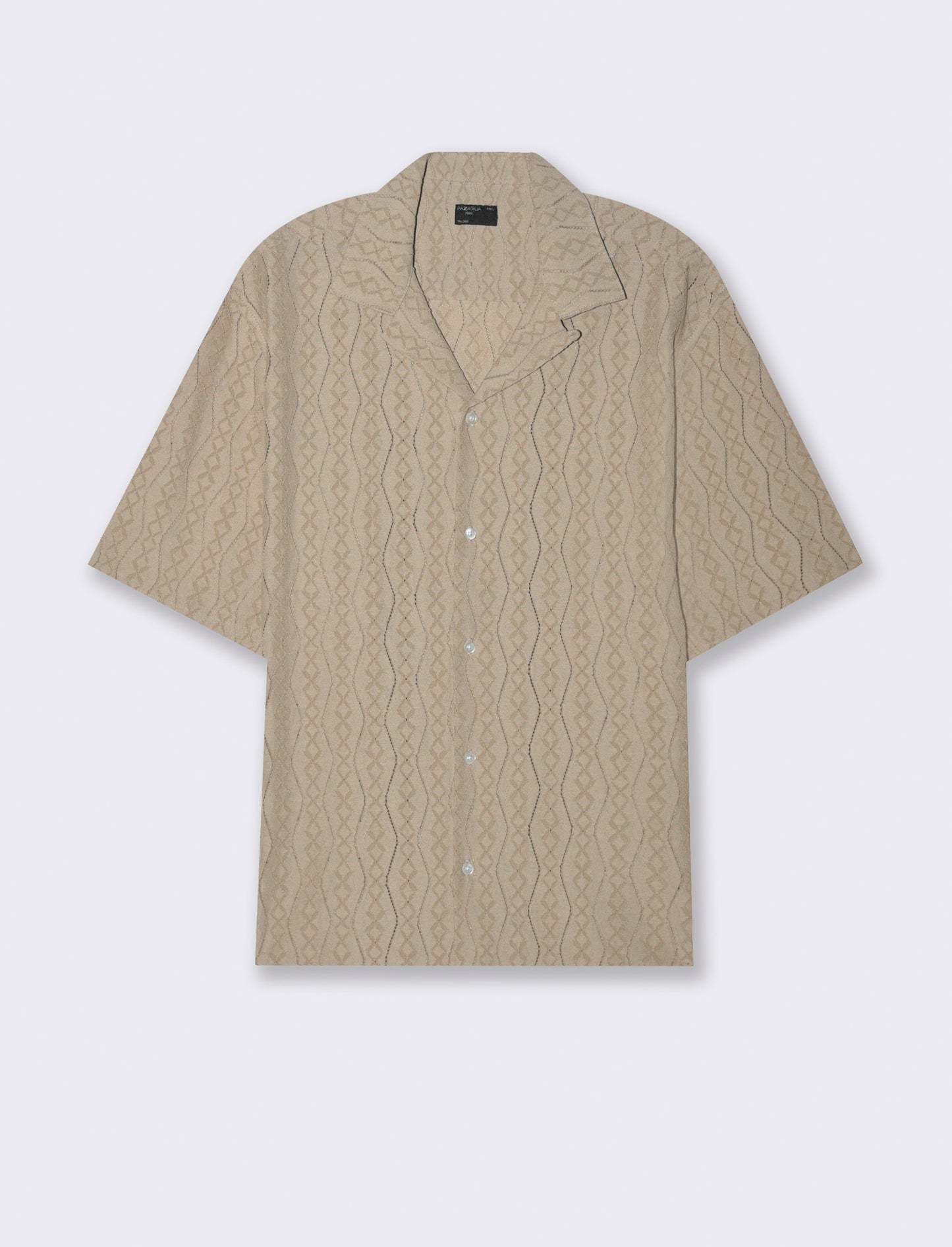 Camicia in tessuto a fantasia jacquard da uomo - Beige