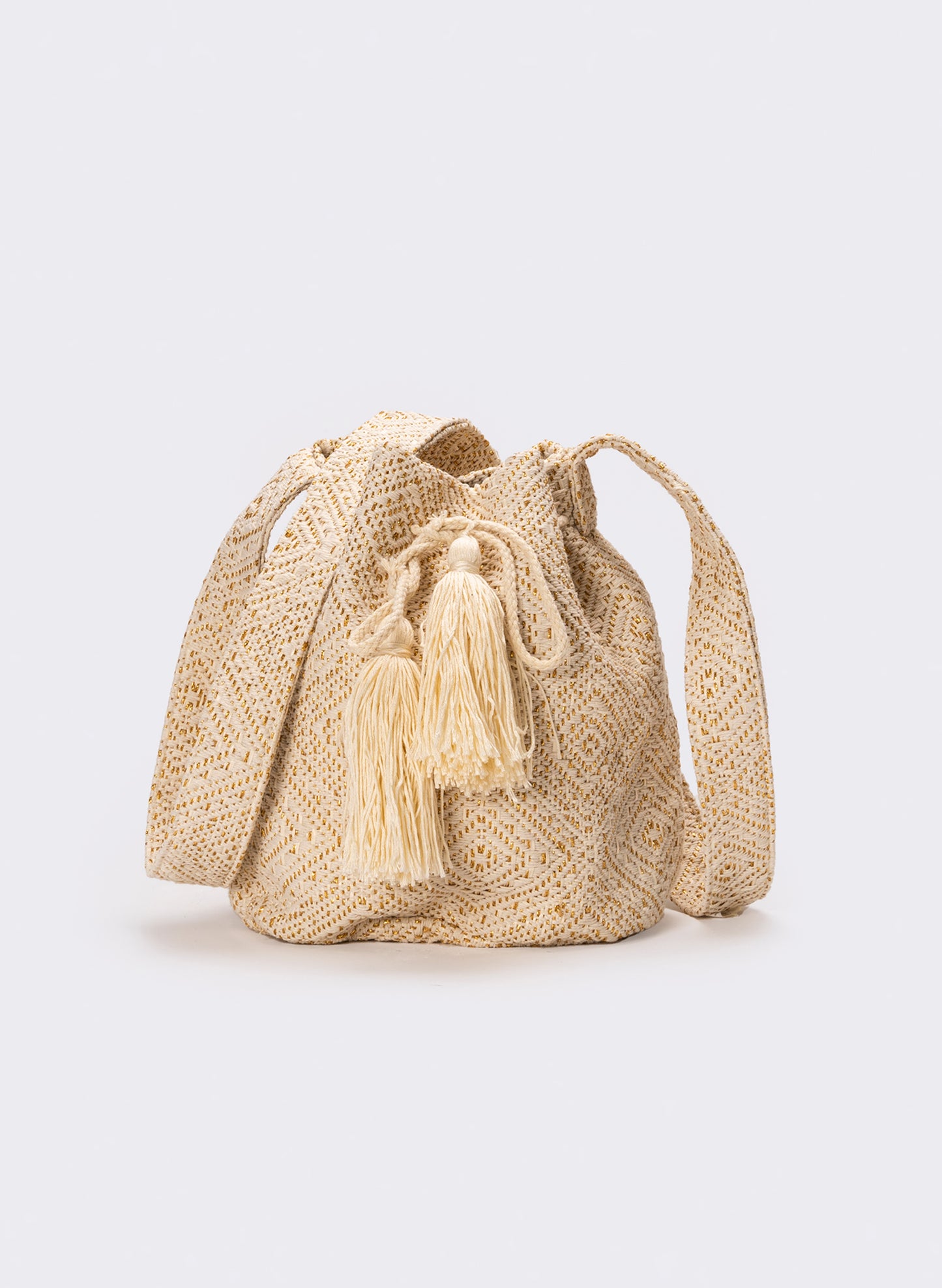 Tracolla donna in secchiello con nappa - Beige