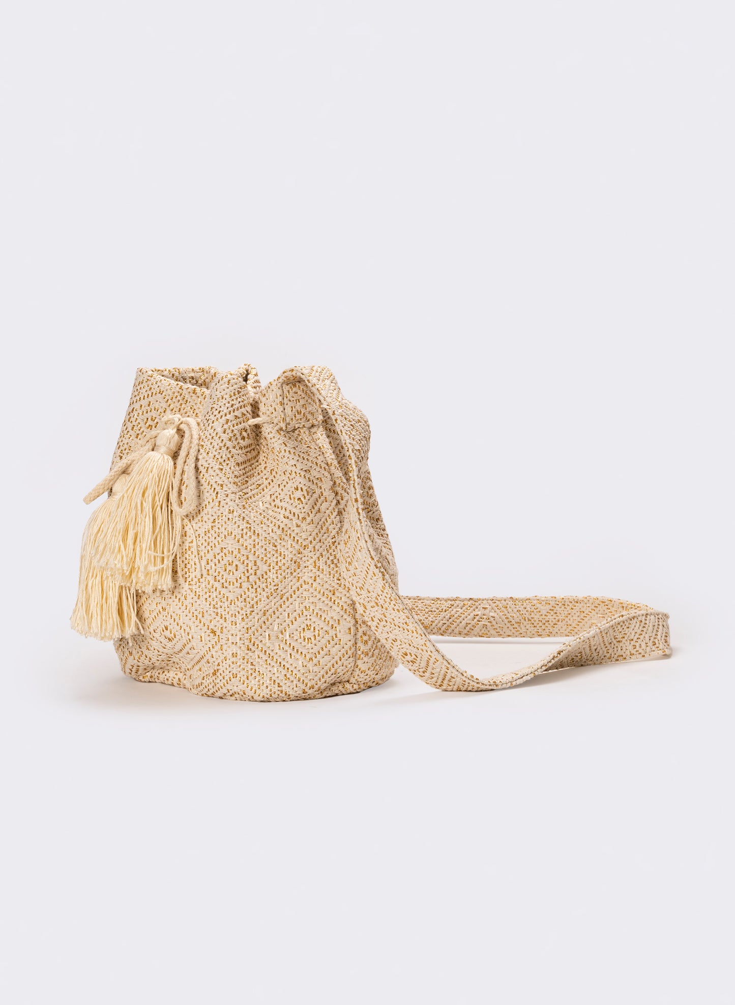 Tracolla donna in secchiello con nappa - Beige
