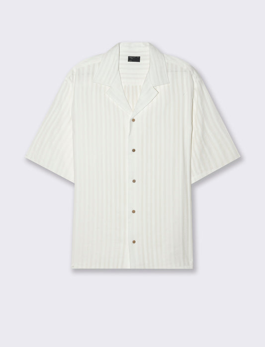 Camicia fantasia jacquard effetto ricamo da uomo - Bianco