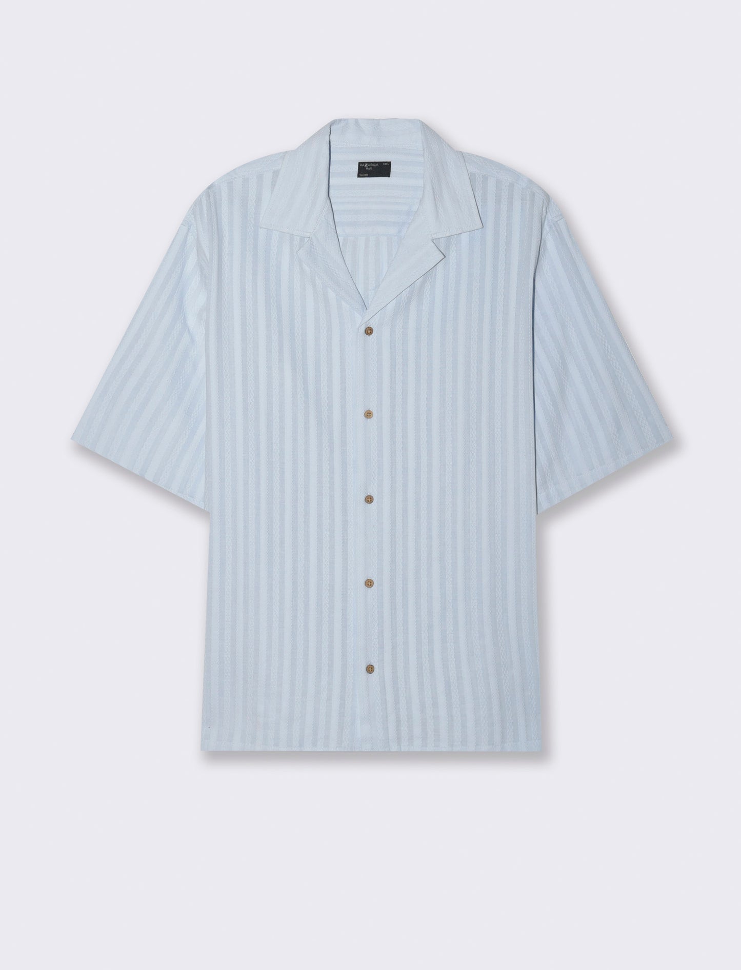 Camicia fantasia jacquard effetto ricamo da uomo - Celeste