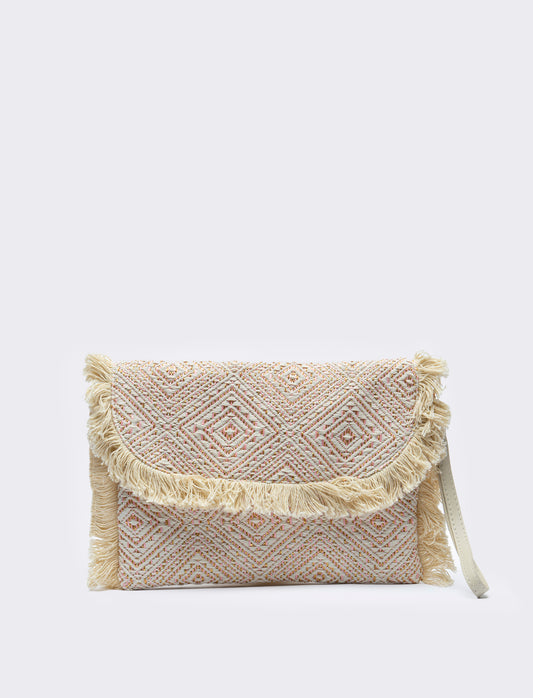 Pochette donna etnica con tracolla - Rosa