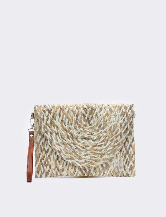 Pochette donna a lettera multicolor - Beige