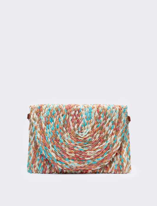 Pochette donna a lettera multicolor - Turchese