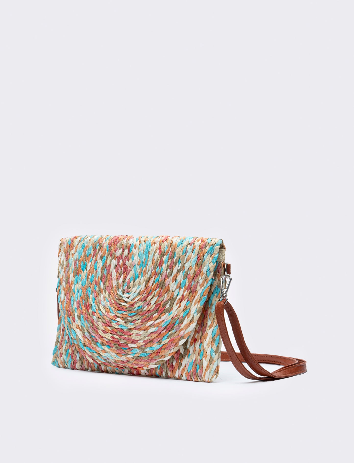 Pochette donna a lettera multicolor - Turchese