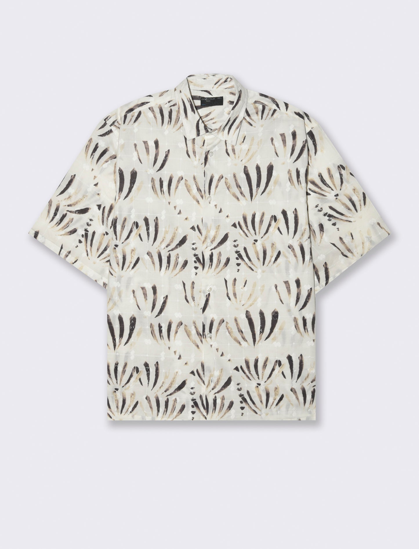 Camicia fantasia stampata e ricamata da uomo - Beige ecru